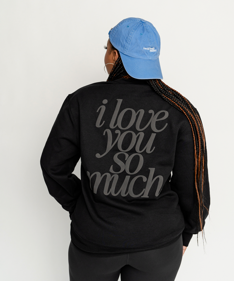 I Love You So Much Crewneck - Black Puffy Print